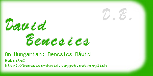 david bencsics business card