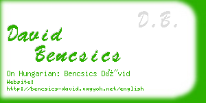 david bencsics business card